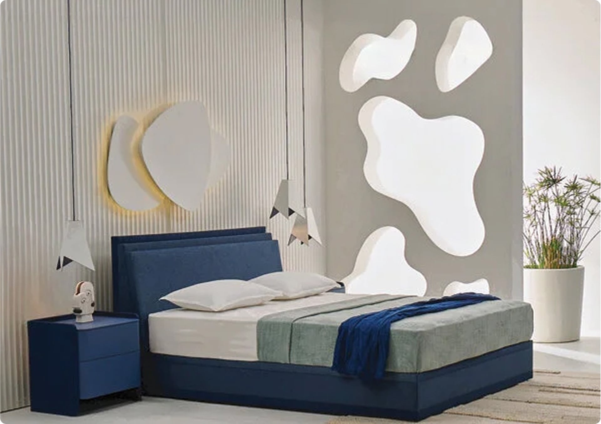 Photo showing the designer bed Cappela in a cosy room