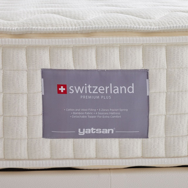 Yatsan Switzerland Premium Plus – луксозен ортопедичен матрак - изглед върху етикета отстрани