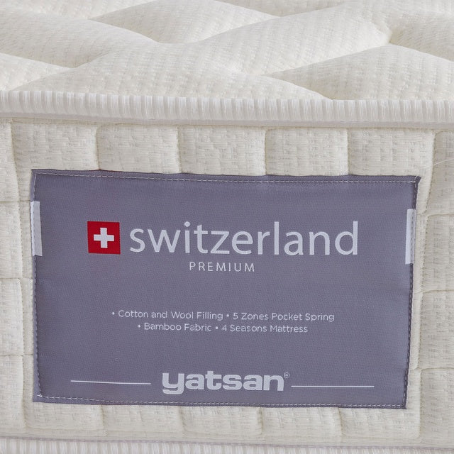 Yatsan Switzerland Premium – ортопедичен матрак с Pocket пружини - изглед отблизо на етикета